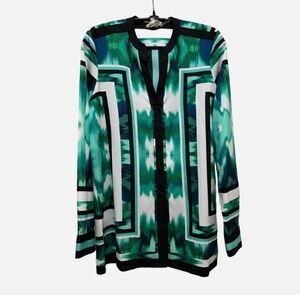 NWT Calvin Klein Blouse Emerald/Black size XS pit to pit 18"